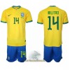 Officiële Voetbalshirt + Korte Broek Brazilië Eder Militao 14 Thuis WK 2022 - Kids